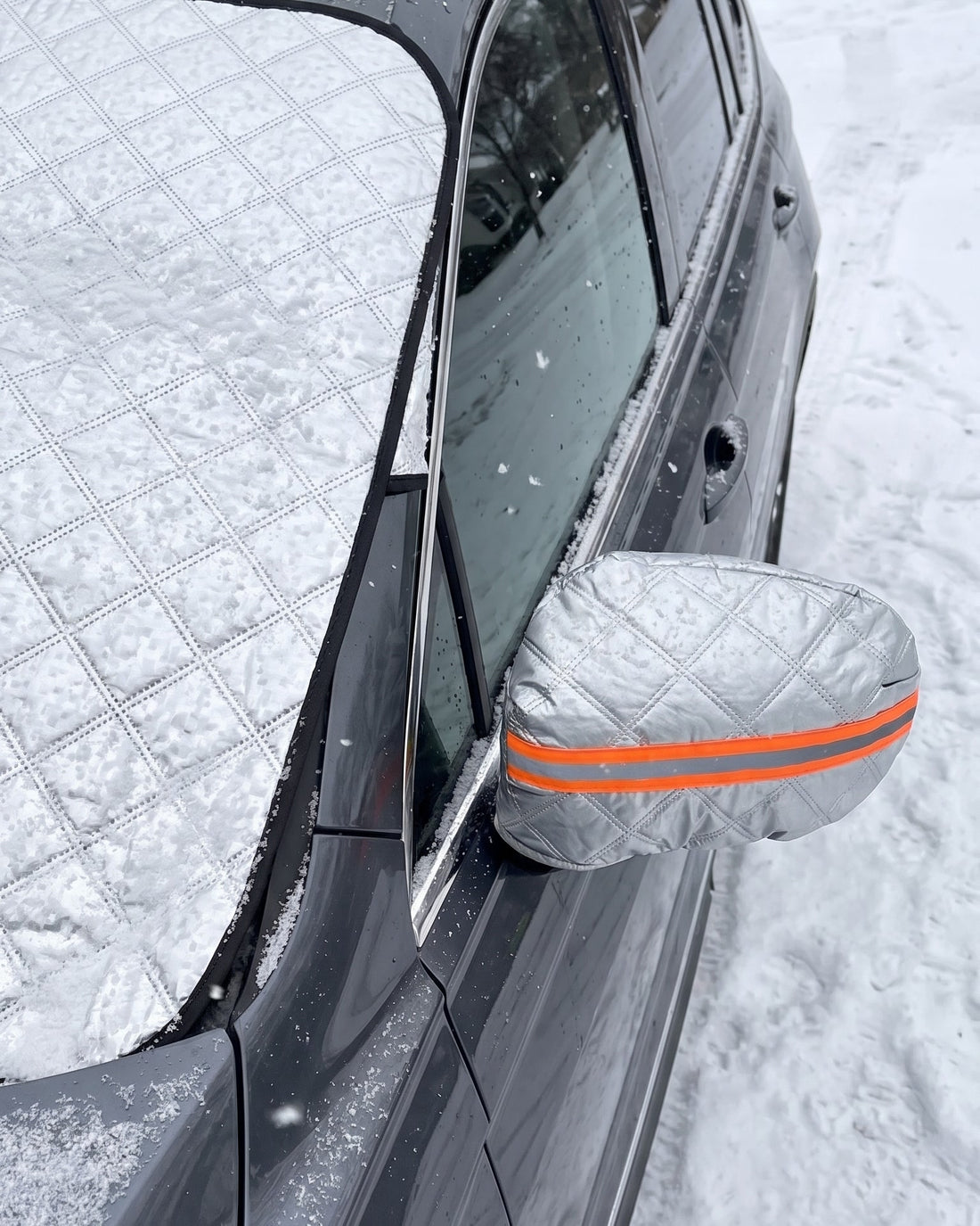 Windshield Snow Cover with Door Flaps and Mirror Covers